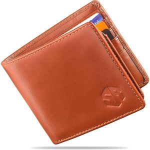 Premium Leather Mens Wallet, RFID Blocking Ultra Strong Stitching